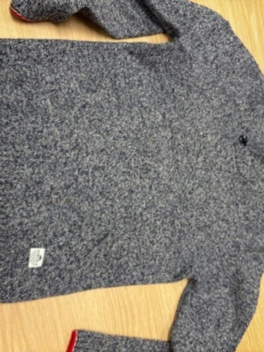 Penfield Heather Gray Wool Knit Crewneck Sweater Red Trim Size M